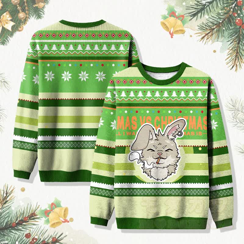 MODAKAWA Weihnachtspullover mit Nabi-Raucher-Grafik - Grün - 4XL - image 1