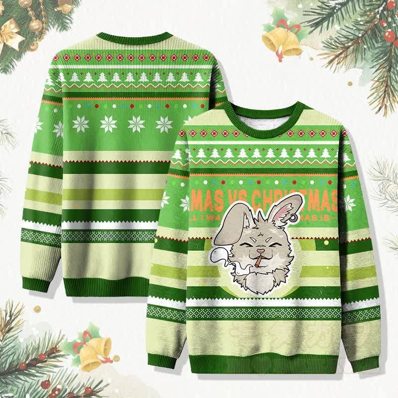 MODAKAWA Weihnachtspullover mit Nabi-Raucher-Grafik - Grün - 4XL - image 1