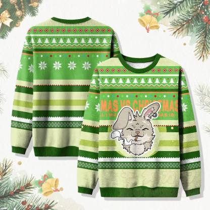 MODAKAWA Weihnachtspullover mit Nabi-Raucher-Grafik - Grün - 4XL - image 1