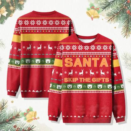 MODAKAWA SANTA SKIP THE GIFTS Weihnachtspullover mit Elchmotiv - Rot - 4XL - image 2