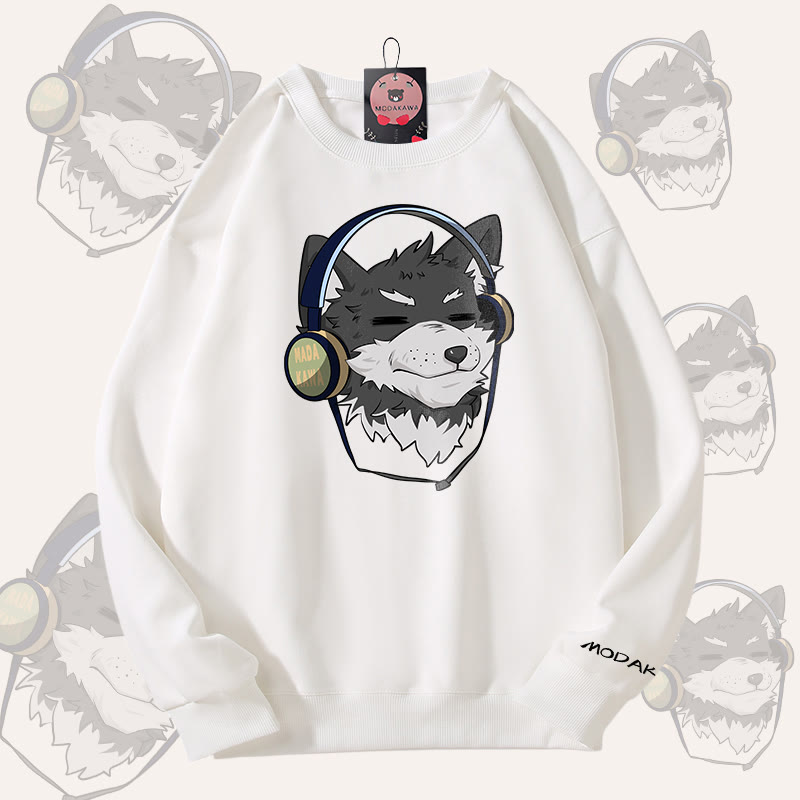 MODAKAWA Koda Unisex-Sweatshirt mit Kopfhörer-Grafik - White - 5XL - image 5