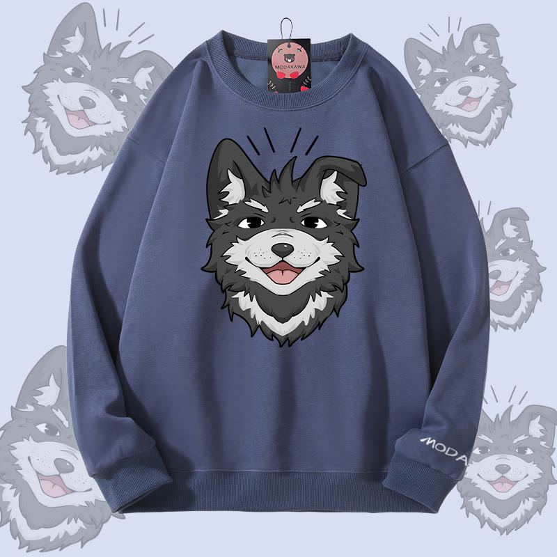 MODAKAWA Unisex-Sweatshirt mit lächelndem Koda-Motiv - Dusty Blue - 5XL - image 1