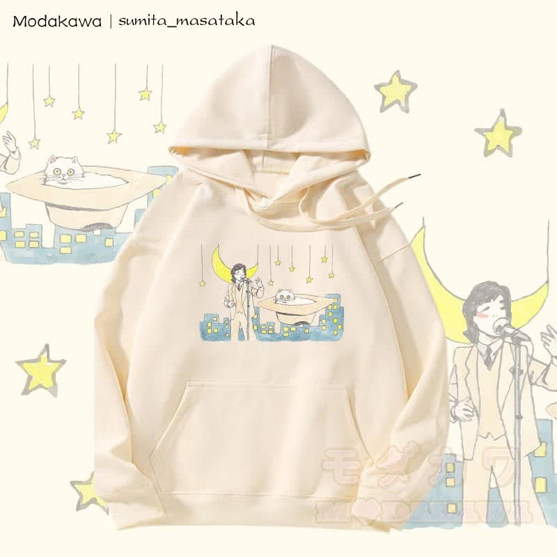 MODAKAWA X sumita_masataka Singer And The Cat Graphic Fleece-gefütterter Kapuzenpullover - Beige - 5XL - image 2