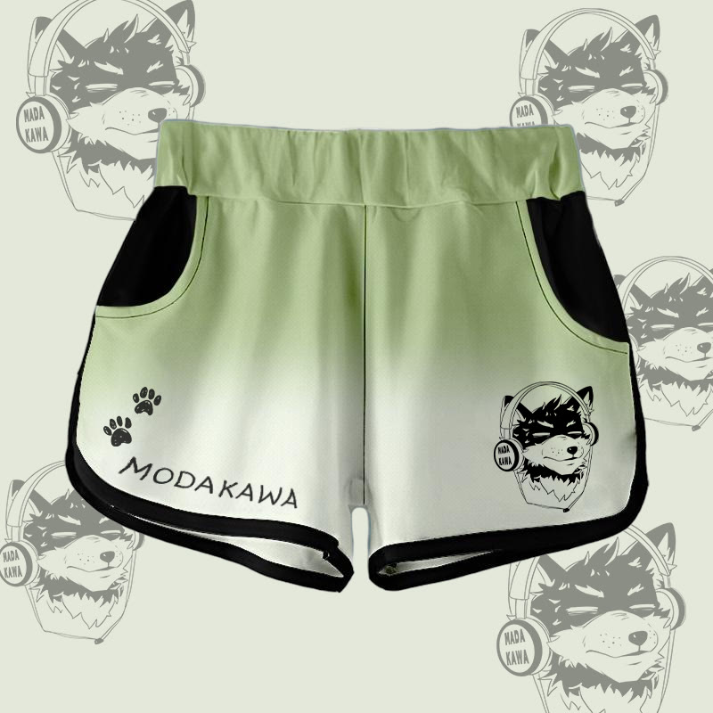 MODAKAWA Gradient Koda Shorts mit Kopfhörern - Green&White - 5XL - image 1