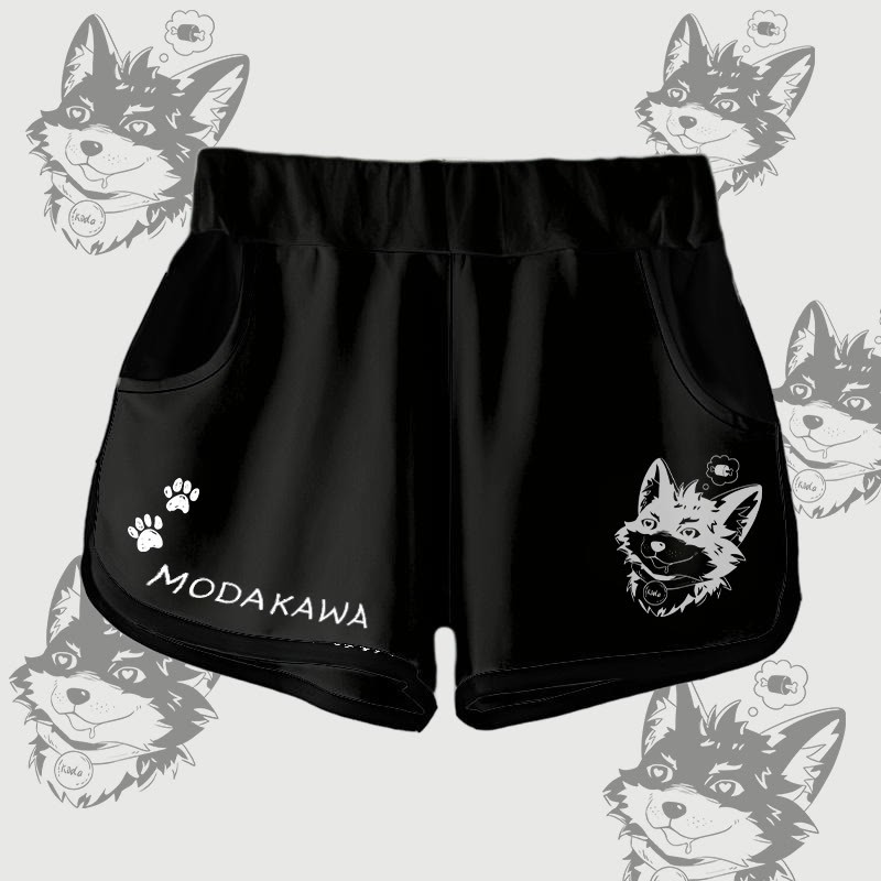 MODAKAWA Gradient Koda Thinking About Meat Graphic Shorts - Black - 5XL - image 2
