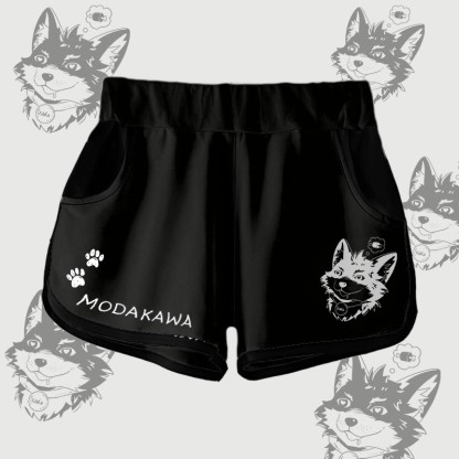 MODAKAWA Gradient Koda Thinking About Meat Graphic Shorts - Black - 5XL - image 2