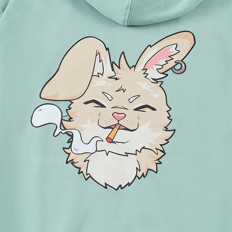 MODAKAWA Smoking Bunny Grafik Streetwear Pullover Hoodie - image 2