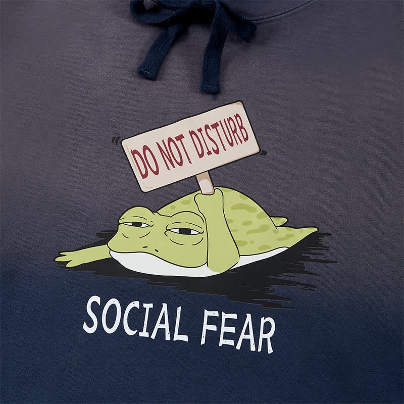 NICHT STÖREN SOZIALE ANGST Frosch-Grafik-Farbverlauf-Streetwear-Hoodie - image 2