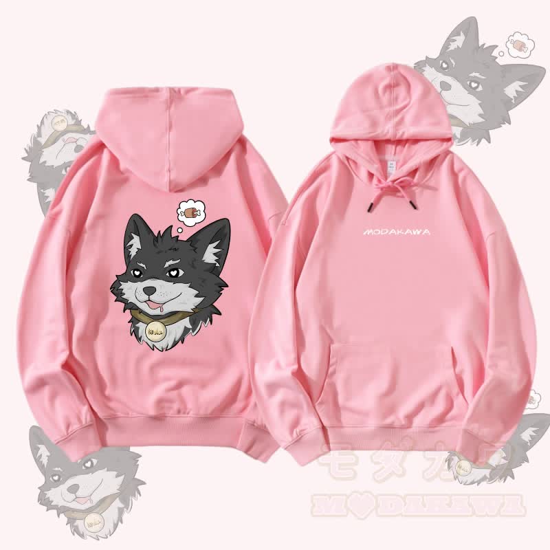 MODAKAWA Koda Thinking About Meat Grafik Streetwear Pullover Hoodie - Rosa - 5XL - image 2