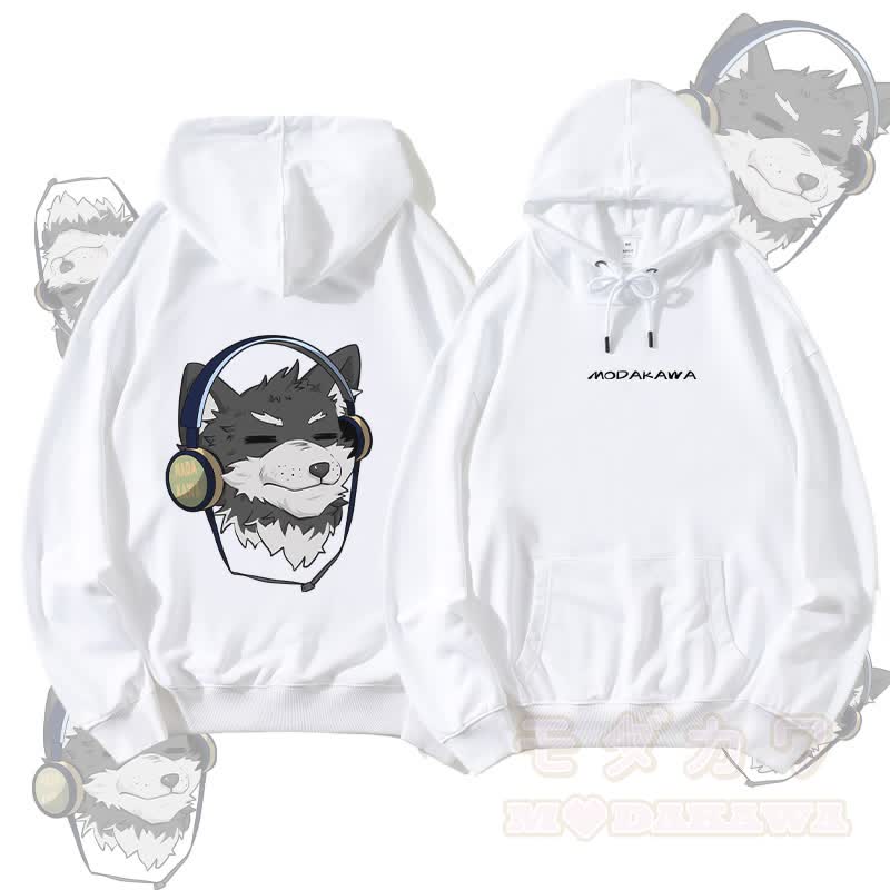 MODAKAWA Koda Streetwear Pullover Hoodie mit Kopfhörer-Grafik - Weiß - 5XL - image 2