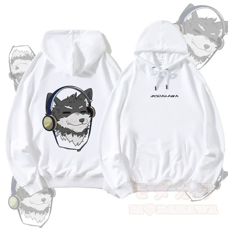 MODAKAWA Koda Streetwear Pullover Hoodie mit Kopfhörer-Grafik - Weiß - 5XL - image 2