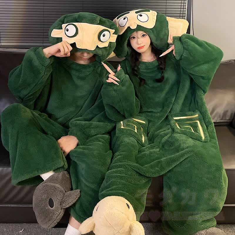 Lustiger Monster-Plüsch-Kapuzen-Einteiler-Schlafanzug - image 2