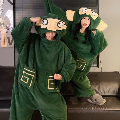 Lustiger Monster-Plüsch-Kapuzen-Einteiler-Schlafanzug - image 1