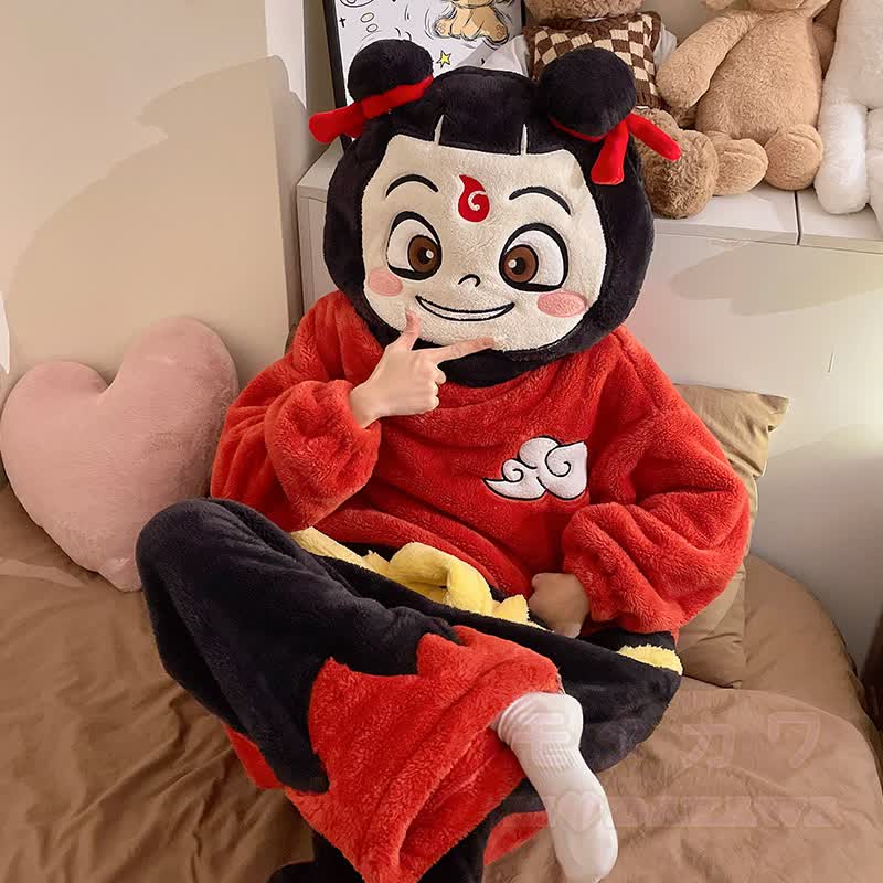 Lustiger Plüsch-Kapuzen-Einteiler-Schlafanzug - image 1