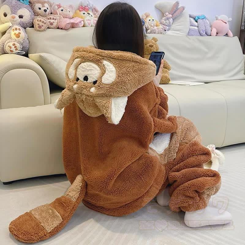 Roter Panda Plüsch-Kapuzen-Einteiler-Schlafanzug - image 1