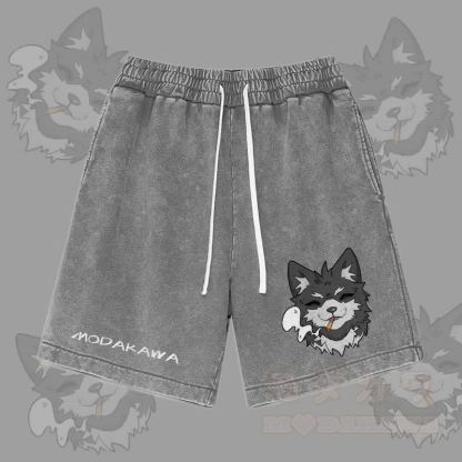 MODAKAWA Koda Smoking Graphic Vintage Washed Streetwear Shorts - Grau - 3XL - image 2