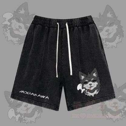 MODAKAWA Koda Smoking Graphic Vintage Washed Streetwear Shorts - Schwarz - 3XL - image 1