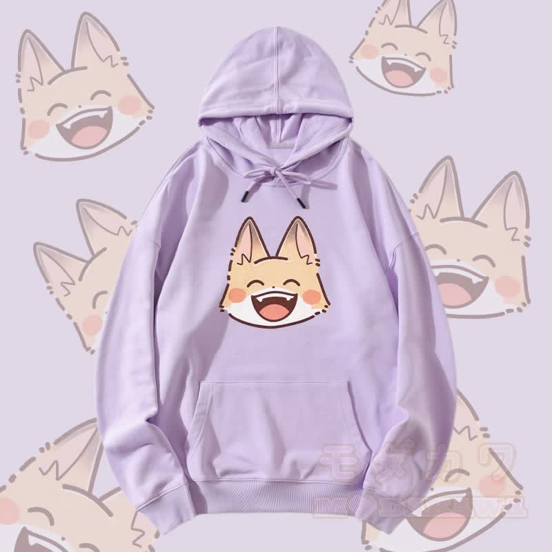 MODAKAWA Streetwear Pullover Hoodie mit lächelndem Fuchs-Motiv - Hellviolett - 5XL - image 2