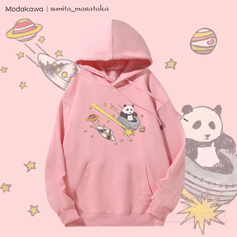 MODAKAWA X sumita_masataka Cosmic Panda Journey Grafik-Hoodie mit Fleecefutter - Rosa - 5XL - image 2