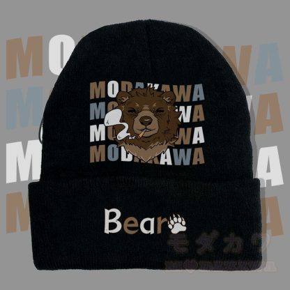 MODAKAWA Strickmütze mit Raucherbär-Motiv - Schwarz - 36-60 cm - image 4