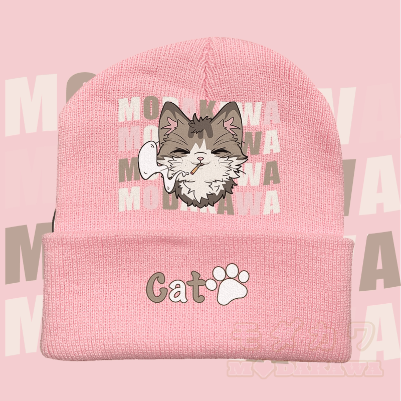 MODAKAWA Strickmütze mit Raucher-Kitty-Motiv - Rosa - 36-60 cm - image 2