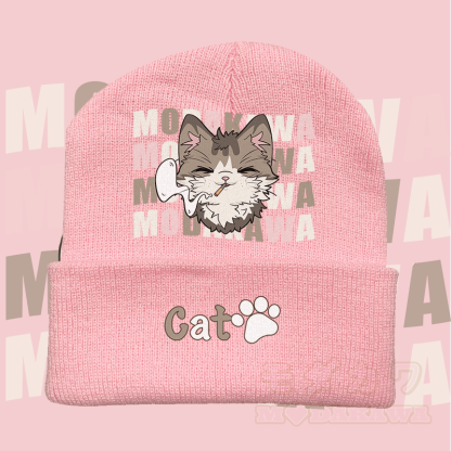 MODAKAWA Strickmütze mit Raucher-Kitty-Motiv - Rosa - 36-60 cm - image 2
