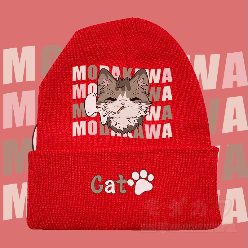 MODAKAWA Strickmütze mit Raucher-Kitty-Motiv - Rot - 36-60 cm - image 1