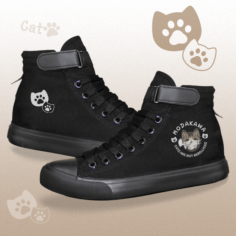 MODAKAWA Smoking Kitty Graphic High Top Canvas Schuhe - Black - 44 - image 1