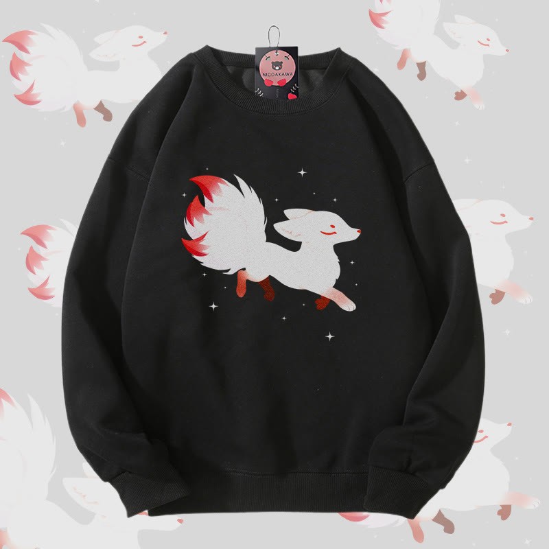 MODAKAWA Unisex-Sweatshirt mit Grafik eines neunschwänzigen Fuchses - Black - 5XL - image 1