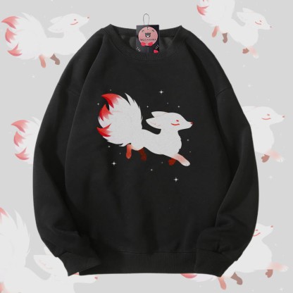 MODAKAWA Unisex-Sweatshirt mit Grafik eines neunschwänzigen Fuchses - Black - 5XL - image 1