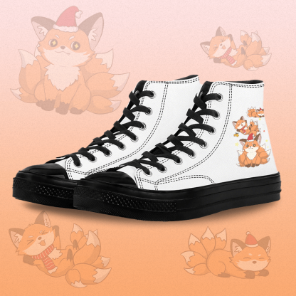 MODAKAWA Christmas Fox Graphic High Top Canvas Schuhe - White A - 45 - image 1
