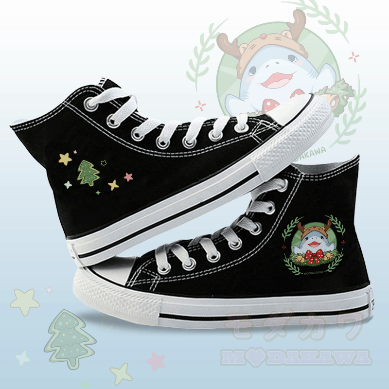 MODAKAWA Christmas Shark Graphic High Top Canvas Schuhe - Schwarz - 44 - image 1