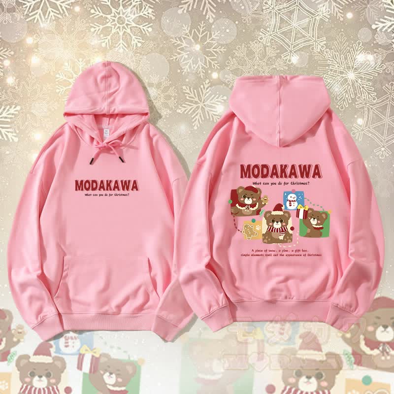 MODAKAWA Weihnachtsbär-Schneemann-Grafik-Streetwear-Pullover-Hoodie - Rosa - 5XL - image 2