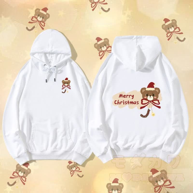 MODAKAWA Weihnachts-Bären-Grafik-Streetwear-Pullover-Hoodie - Weiß - 5XL - image 2