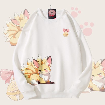 MODAKAWA Unisex-Sweatshirt mit frechem neunschwänzigem Fuchs-Motiv - White - 5XL - image 3