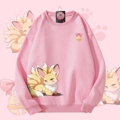 MODAKAWA Unisex-Sweatshirt mit frechem neunschwänzigem Fuchs-Motiv - Pink - 5XL - image 1