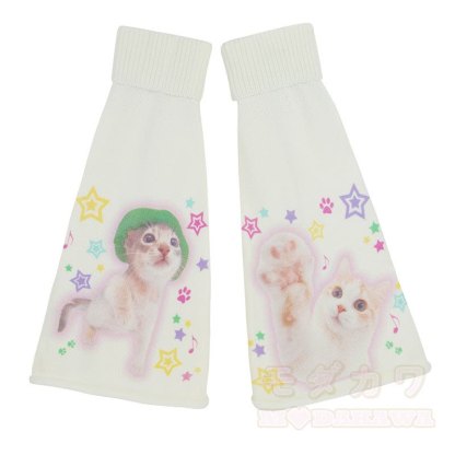 Niedliche Strick-Beinwärmer mit Katzenmotiv - image 1