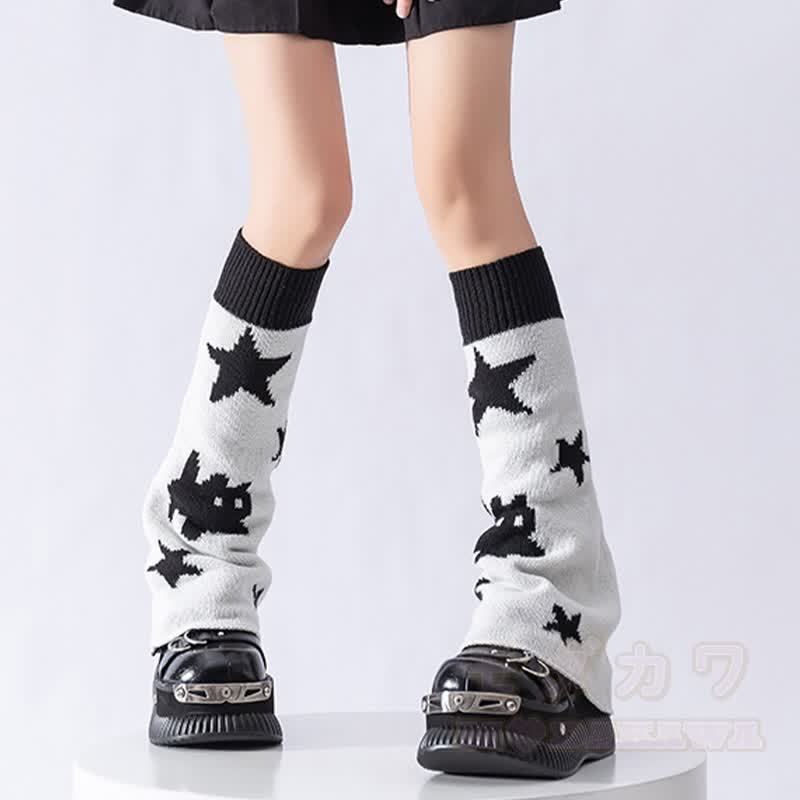 Wende-Beinwärmer aus Strick mit Katzenblumenmuster - Stern A - Einheitsgröße - image 2