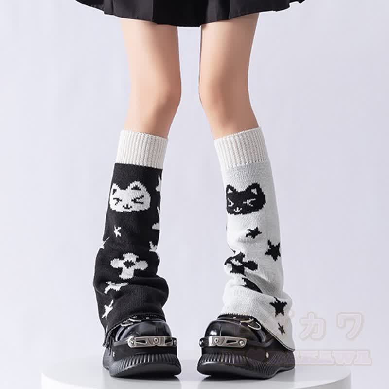 Wende-Beinwärmer aus Strick mit Katzenblumenmuster - Kitty - Einheitsgröße - image 1