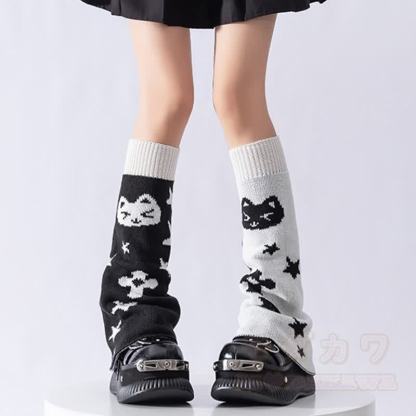 Wende-Beinwärmer aus Strick mit Katzenblumenmuster - Kitty - Einheitsgröße - image 1