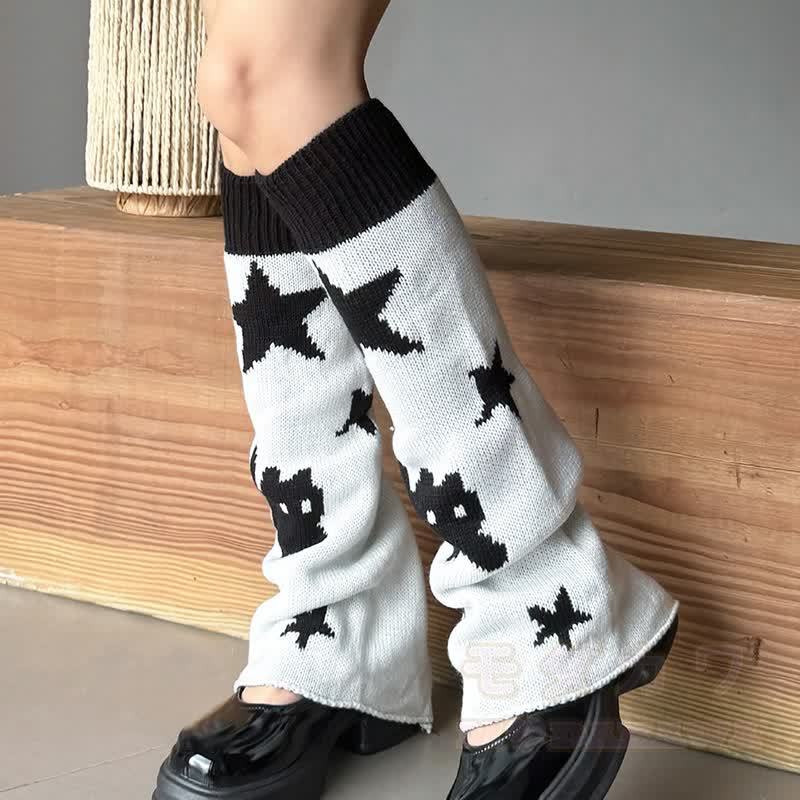 Wende-Beinwärmer aus Strick mit Katzenblumenmuster - image 6