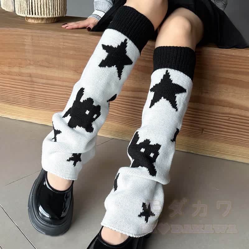 Wende-Beinwärmer aus Strick mit Katzenblumenmuster - image 5