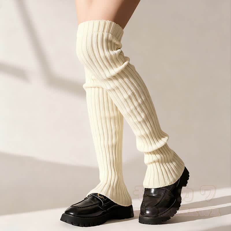 Gerippte Strick-Beinwärmer - Aprikose - Einheitsgröße - image 5