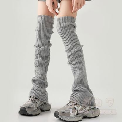 Gerippte Strick-Beinwärmer - Grau - Einheitsgröße - image 1