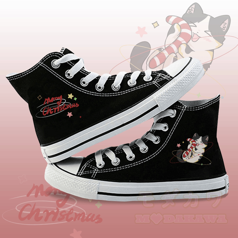 MODAKAWA Christmas Kitty Graphic High Top Canvas Schuhe - Schwarz - 44 - image 1