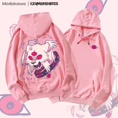 MODAKAWA X iceymoonshards Cat Hiss Graphic Streetwear Pullover Hoodie - Rosa - 5XL - image 2