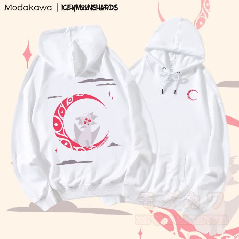 MODAKAWA X iceymoonshards Catmoon Graphic Streetwear Pullover Hoodie - Weiß - 5XL - image 2