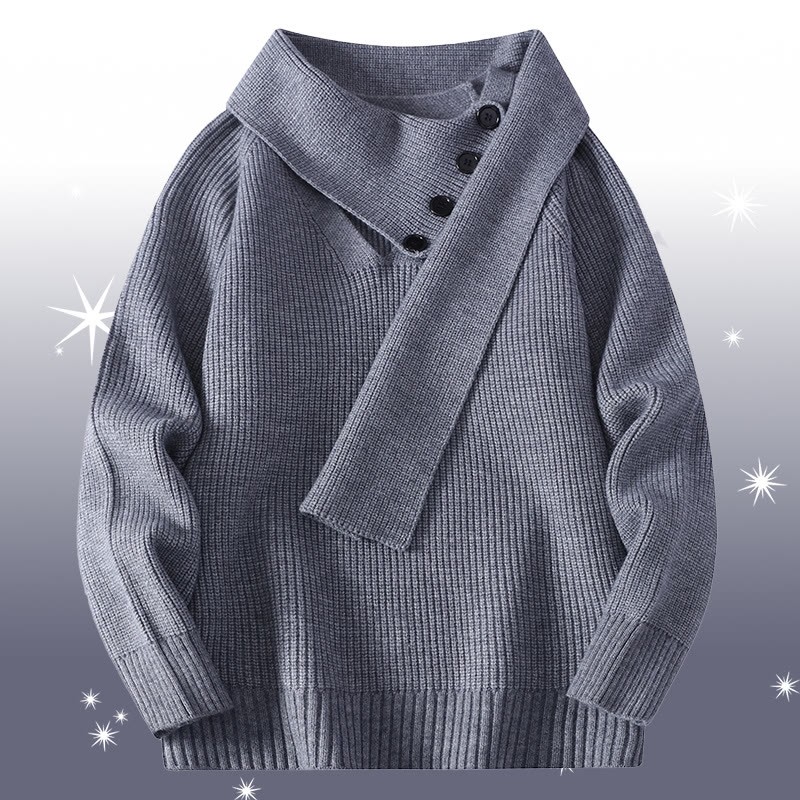 Zweiteiler bestehend aus unregelmäßig gestricktem Pullover und Cordhose - Grey Sweater - 4XL - image 10