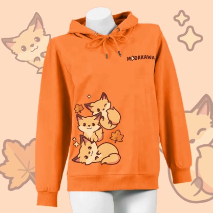 Kapuzenpullover aus Baumwolle mit Fuchs-Buchstabenprint und Seitentaschen - Orange - 4XL - image 2