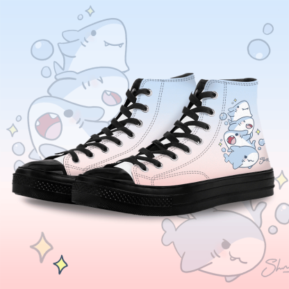 MODAKAWA Gradient Shark Graphic High Top Canvas Schuhe - Black A - 45 - image 1